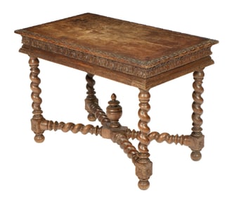Early Belgian Carved Barley Twist Table