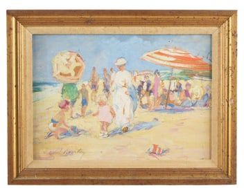 Rachel Hartley Crowded Beach Painting