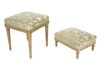 Two French Louis XVI Style Carved Stools