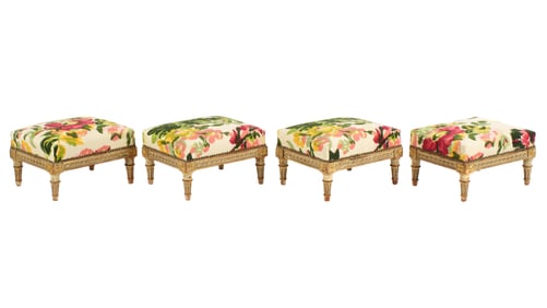 Set of Four Louis XVI French Carved Foot Stools
