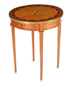 French Louis XVI Style Inlaid Bouillotte Table