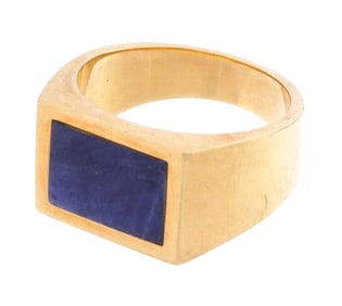 Mens 18k Yellow Gold & Lapis Lazuli Ring