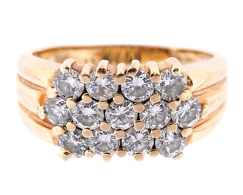 14k Yellow Gold 3 Diamond Band ring