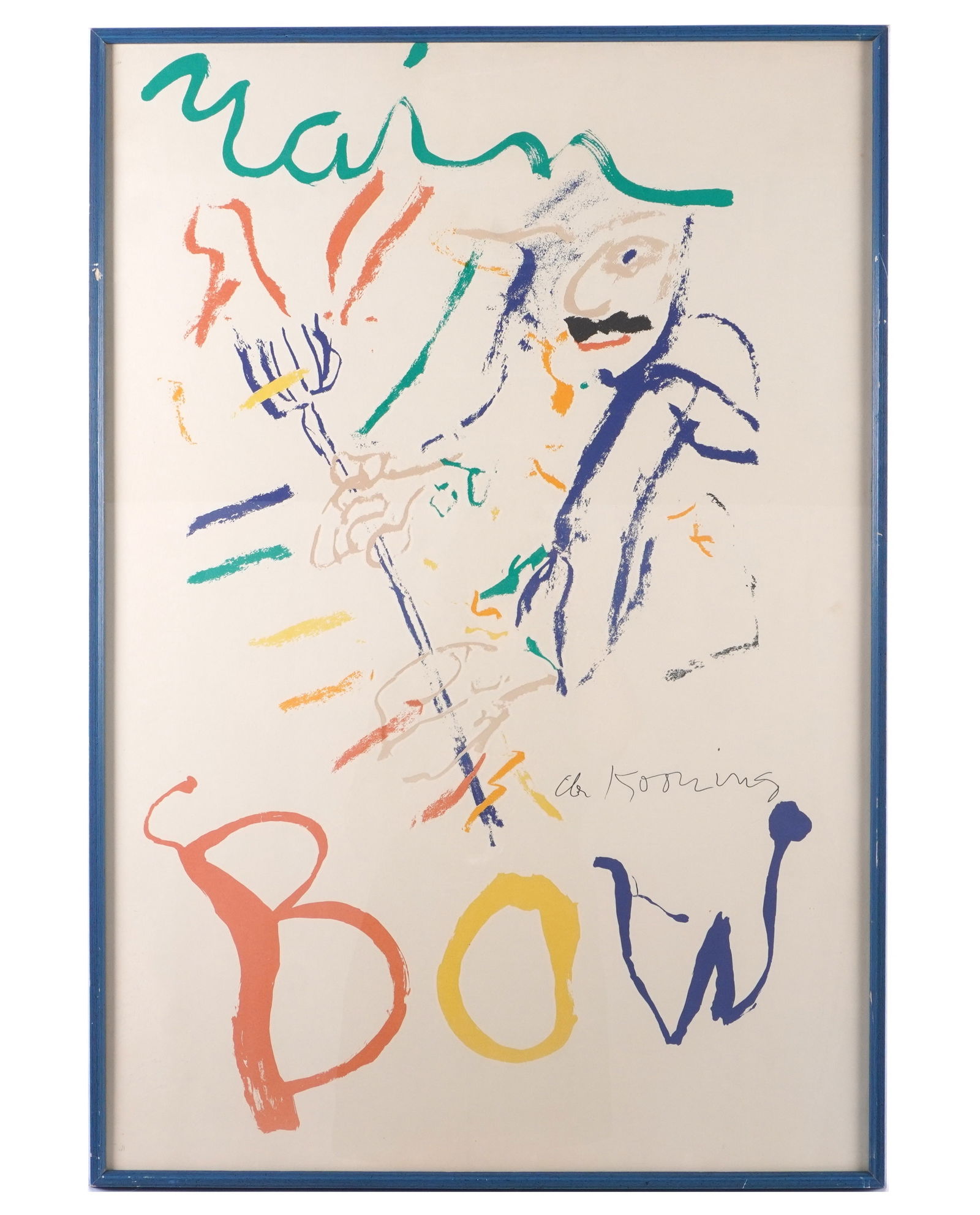 1972 Willem de Kooning Thelonius Monk Lithograph: de KOONING, Willem, (Dutch/American, 1904-1997): "Thelonius Monk, Devil at the Keyboard): Lithograph in Colors on Paper, signed in the plate lower right, sight size 34" x 23", framed 35.25" x 24.25".