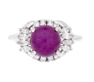 Platinum Ruby and Diamond Ring