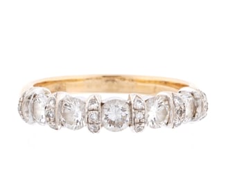 14k Yellow Gold and Multi Diamond Band Ring