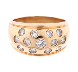 14k Gold & Diamond Men's Cigar Band Ring