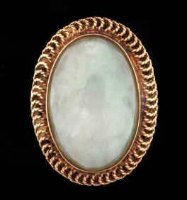 18k Yellow Gold and Jade Cabochon Ring