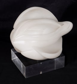 Modernist Carved Alabaster Erotic Flower Sculpture