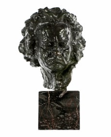 Jules Jouant Mask of Beethoven Bronze Sculpture