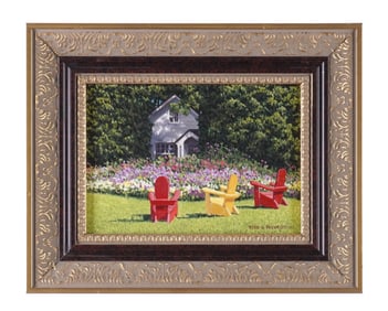 Reed Prescott III Landscape with Chairs Painting