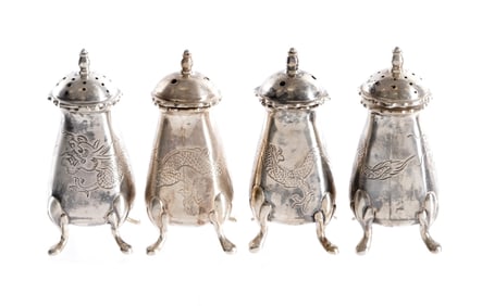 Four Wai Lee Chinese Export Sterling Salt Pepper