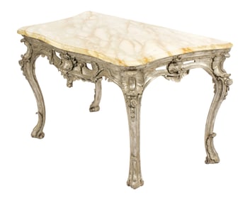 18th Century Silver Gilt Marble Top Console Table