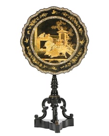 English Mother of Pearl & Paper Mache Tilt Top Table