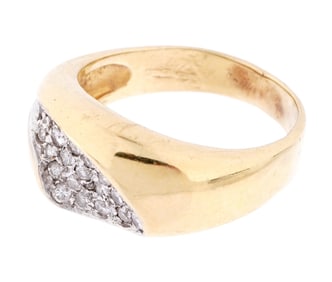 Men's 14k Gold and Pave Diamond Ring
