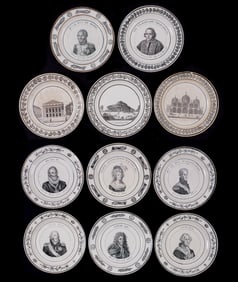 11 French Choisy & Montereau Portrait & Landmarks Plates