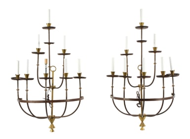 Pair Gothic Revival Style Wrought Iron Sconces