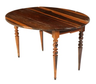 19th Century French Ironwood Drop Leaf Dining Table