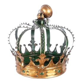 French Crown Form Painted Metal Chandelier