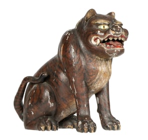 Large Indonesian Carved and Painted Tiger
