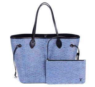 Louis Vuitton Blue Denim Epi Leather Neverfull MM Bag