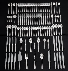 100 pc Kirk & Sons Repousse Sterling Flatware Set