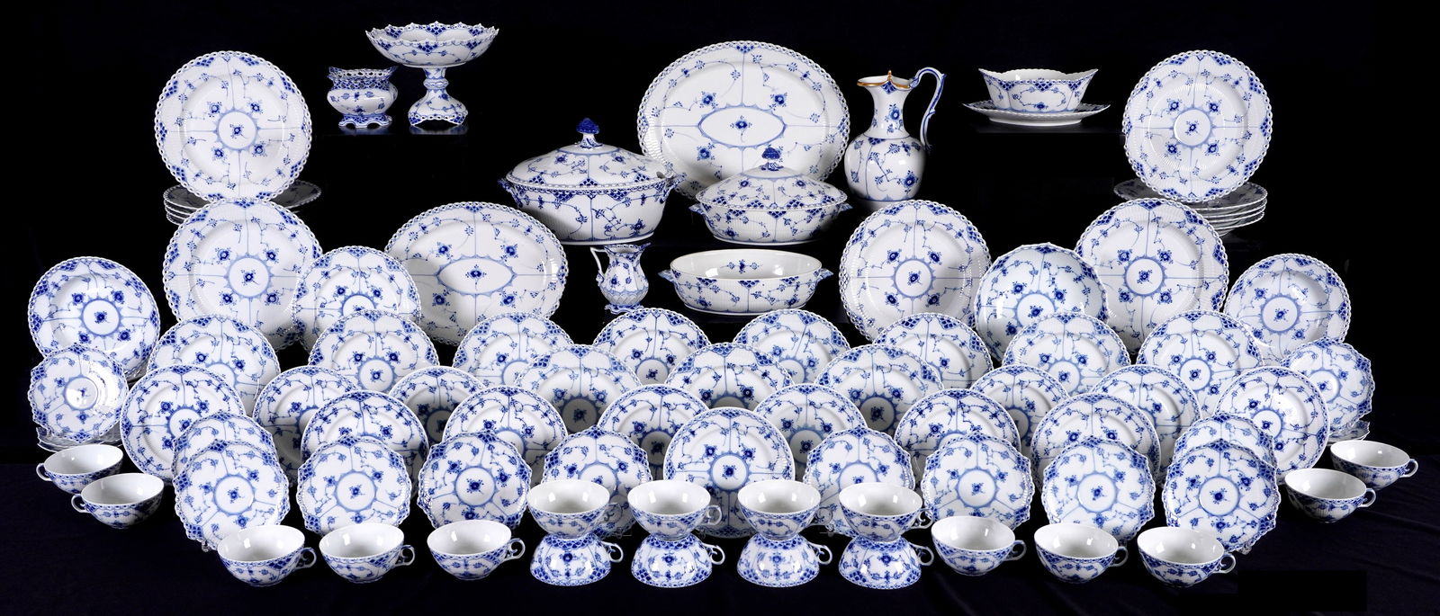 92 pc Royal Copenhagen Blue Fluted Full Lace China (1 of 14)