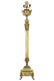 French Champleve Bronze and Onyx Floor Lamp