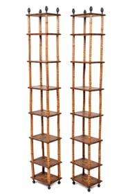 Pair Aesthetic Movement Bamboo 8 Shelf Etageres