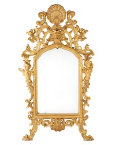 Early Italian Carved Giltwood Mirror