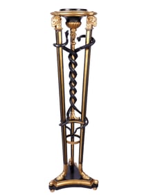 George III Style Gilt and Ebonized Wood Serpent Pedestal