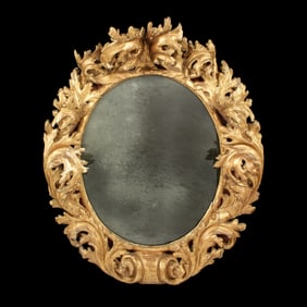 Large 17th/18th Century Italian Rococo Carved Gilt Wood Mirror