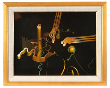 Yankel Ginzburg Asian Abstract Still Life Painting