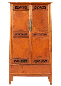 Chinese Huanghuali & Burl Elm Closet Armoire