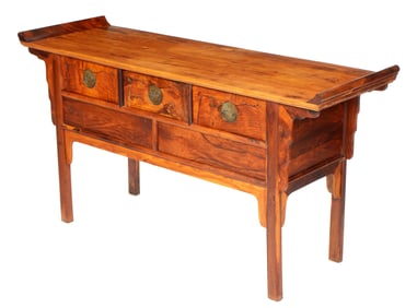 Chinese Huanghuali 3 Drawer Altar Table Sideboard