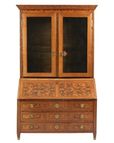 18th Century French Inlaid Secretary Bookcase