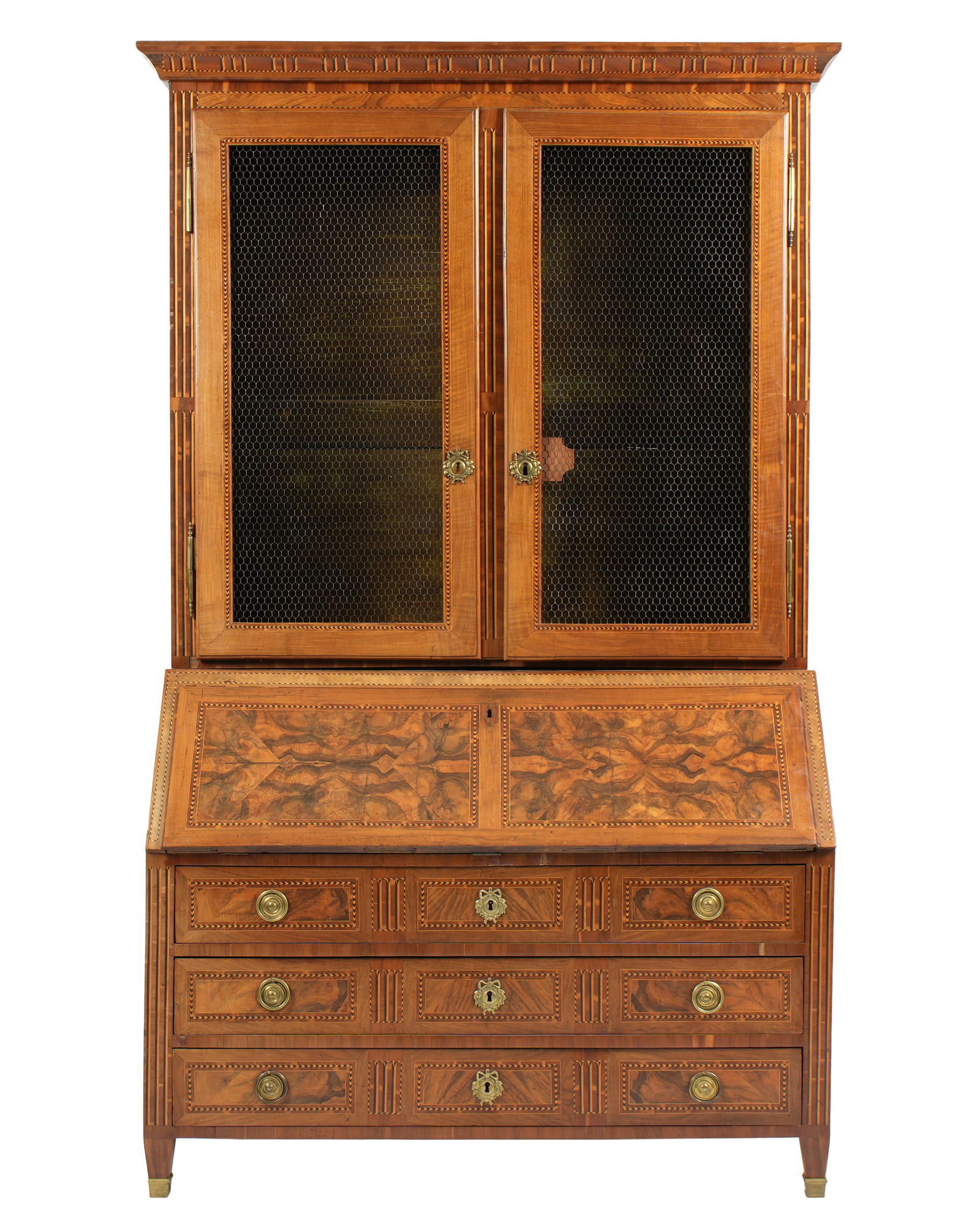 18th Century French Inlaid Secretary Bookcase (1 of 11)