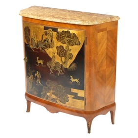 Chinoiserie Meuble D'Appui Marble Top Cabinet