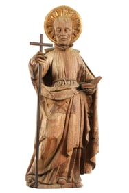 Antique Spanish Colonial Carved Wood Figure of St. Loyola