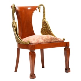 Russian? Bronze Figural Swan Arm Chair