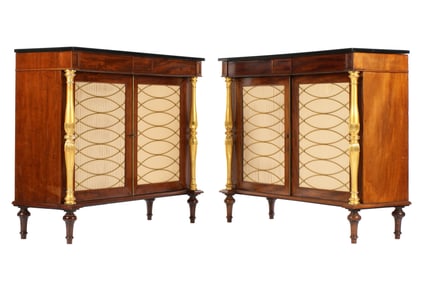 Pair 19th Century Regency Two Door Side Cabinets