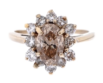 14k Gold and Marquise Diamond Ring