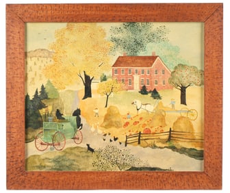 Jeanne Davies Amish Farmhouse at Fall Painting