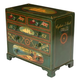 Naval Motif Paint Decorated Chest of Drawers