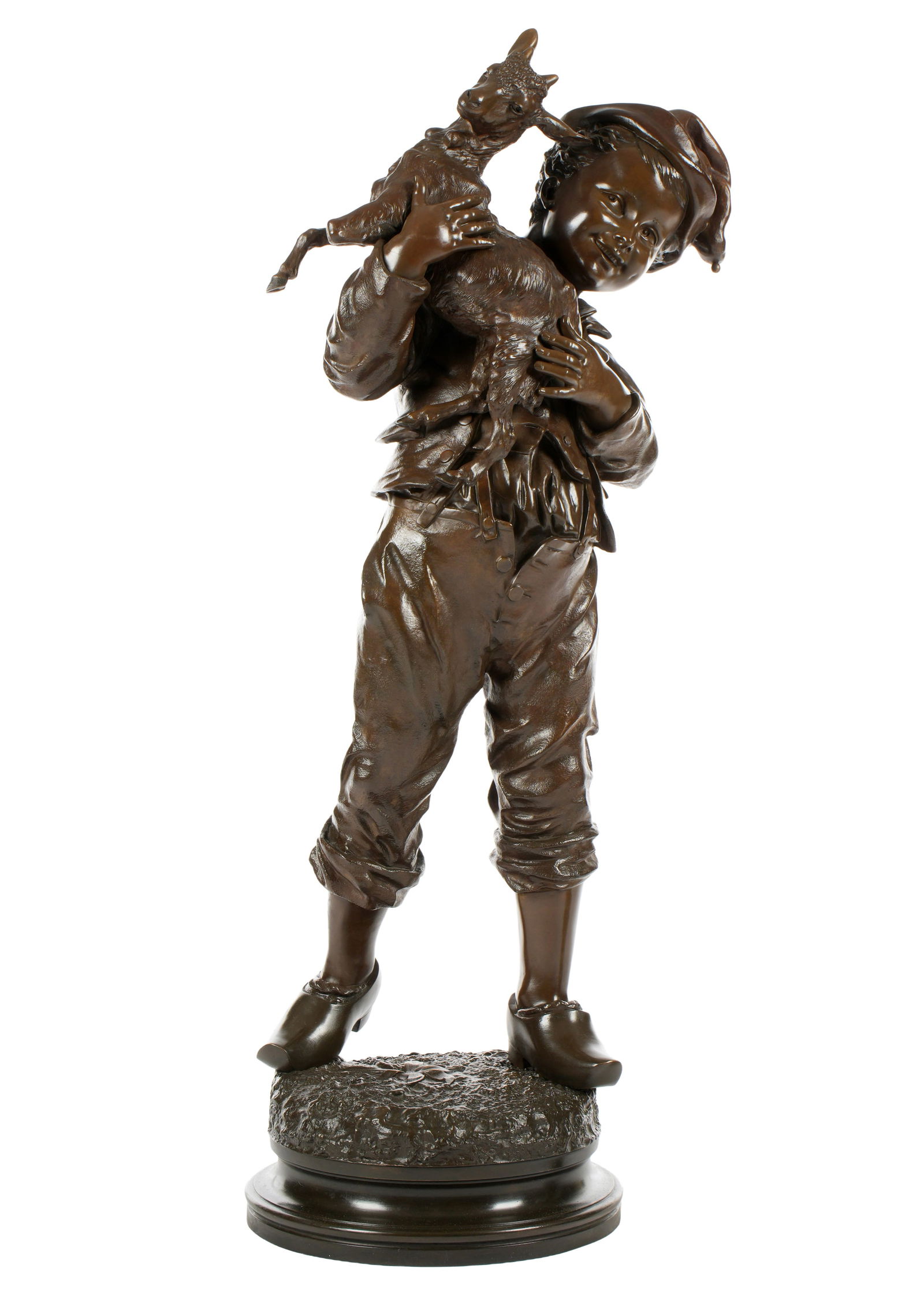 Emile LaPorte Young Boy Holding Goat Bronze (1 of 8)