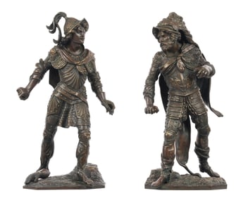 Pair Bronze Italian Soldier and Conquistador