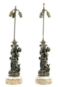Pair Classical Figure Bronze Lamps