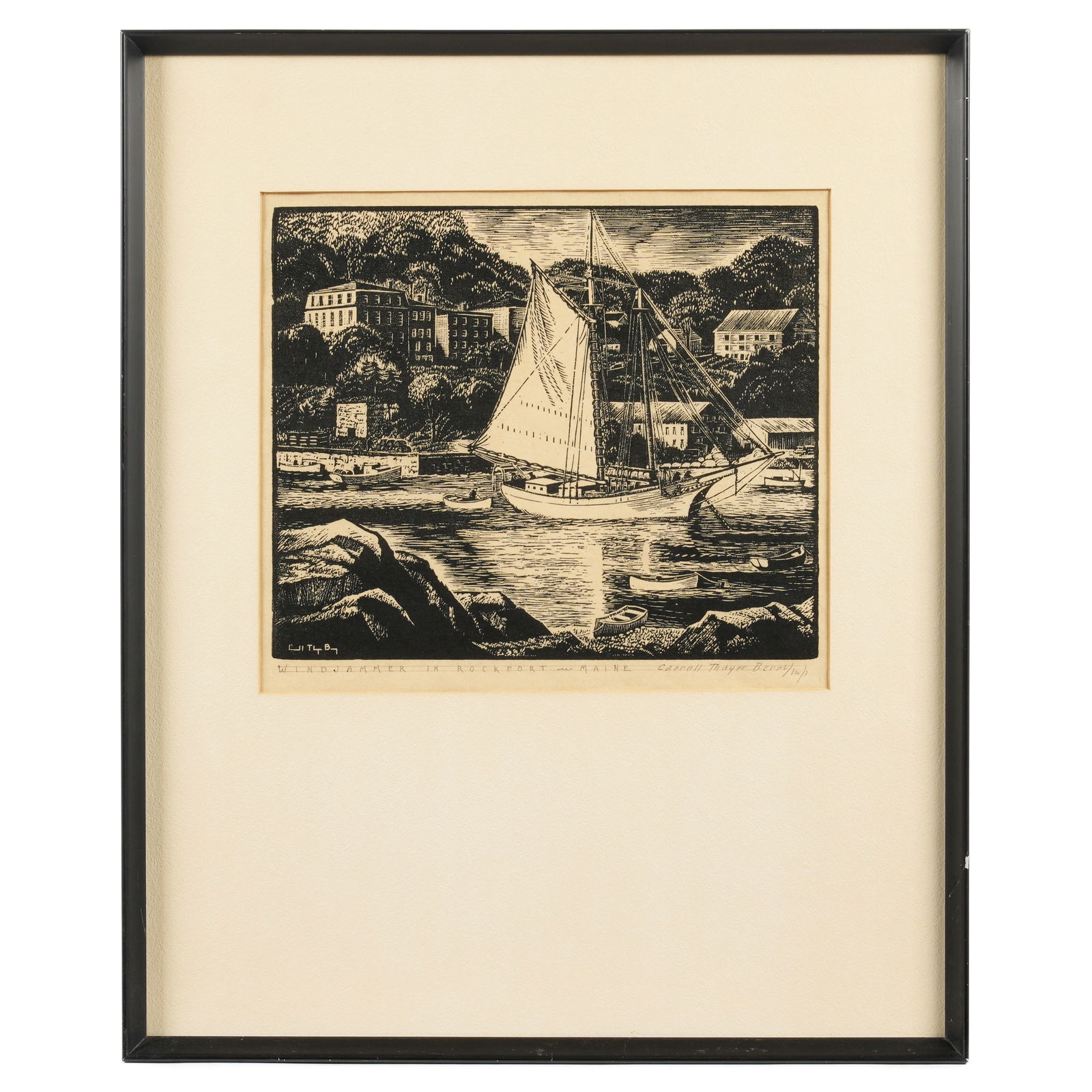 Carroll Thayer Berry Windjammer Maine Woodblock (1 of 6)