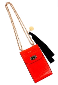 Givenchy Red Leather Catena Crossbody / Phone Bag