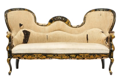 Victorian Mother of Pearl Inlaid Lacquer Sofa